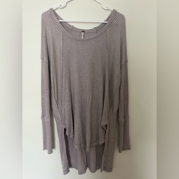 Free People Ventura thermal lavender long sleeves waffle knit top - Picture 5 of 13